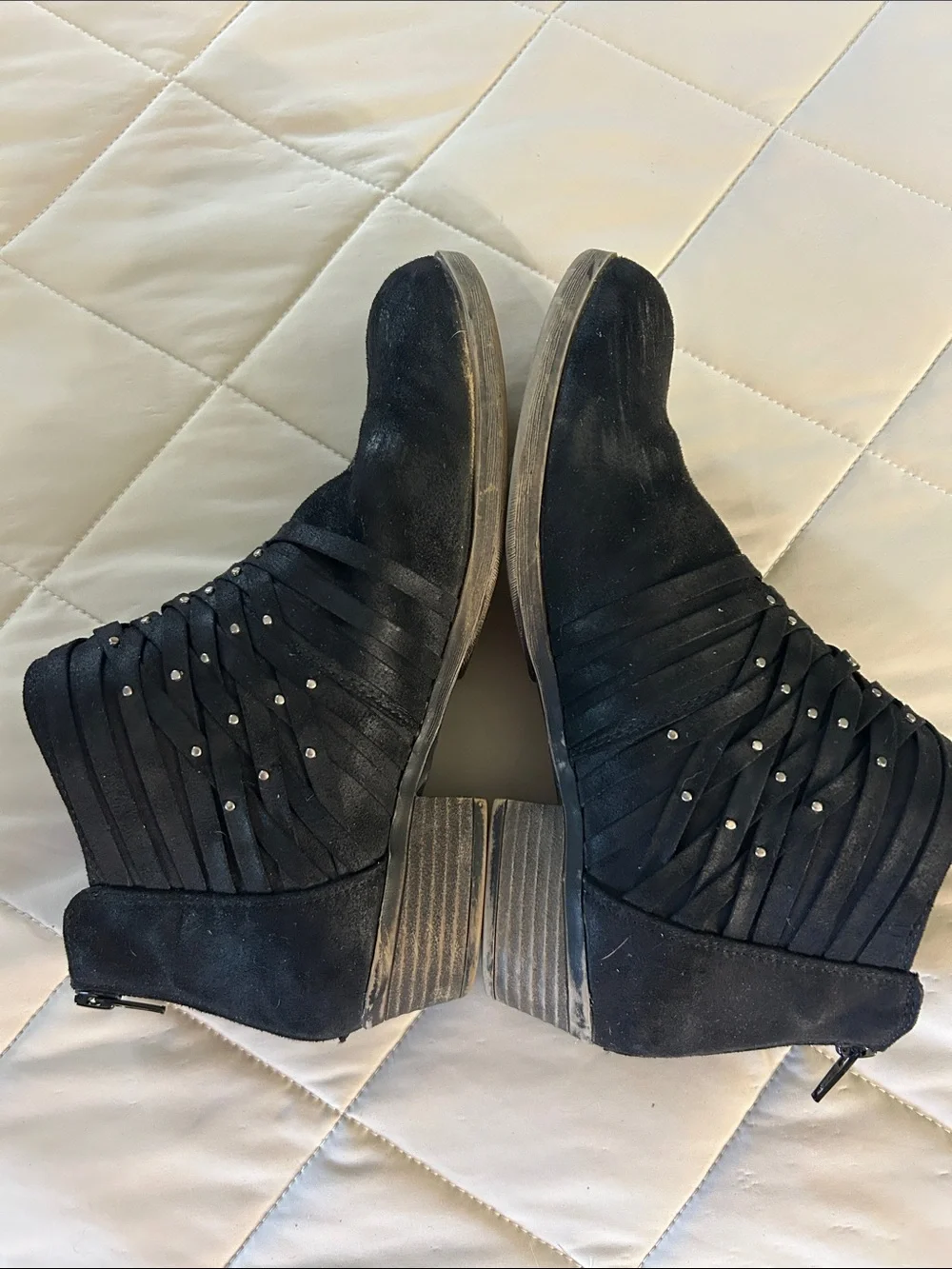 SO Black Faux Suede Studded Wrap Ankle Booties